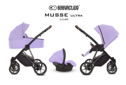 MUSSE 3w1 BabyActive wózek głęboko-spacerowy + fotelik samochodowy Kite 0-13kg - Ultra LILAC / stelaż Nikiel