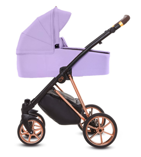 MUSSE 3w1 BabyActive wózek głęboko-spacerowy + fotelik samochodowy Kite 0-13kg - Ultra LILAC / stelaż Rose Gold