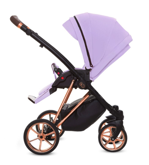 MUSSE 3w1 BabyActive wózek głęboko-spacerowy + fotelik samochodowy Kite 0-13kg - Ultra LILAC / stelaż Rose Gold