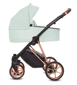 MUSSE 3w1 BabyActive wózek głęboko-spacerowy + fotelik samochodowy Kite 0-13kg - Ultra MINT / stelaż Rose Gold