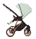MUSSE 3w1 BabyActive wózek głęboko-spacerowy + fotelik samochodowy Kite 0-13kg - Ultra MINT / stelaż Rose Gold