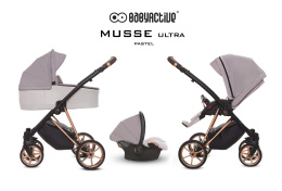 MUSSE 3w1 BabyActive wózek głęboko-spacerowy + fotelik samochodowy Kite 0-13kg - Ultra PASTEL / stelaż Rose Gold