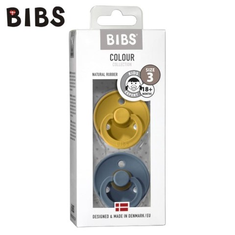 BIBS COLOUR 2-PACK MUSTARD & PETROL L Smoczek Uspokajający kauczuk Hevea