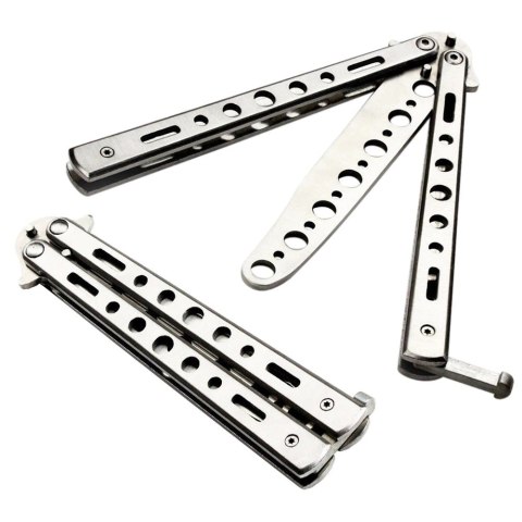 Nóż motylkowy motylek treningowy tępy do treningu składany ćwiczeń czarny