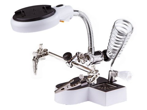 Trzecia ręka, stacja, uchwyt do lutowania + Lupa Z Podświetleniem LED