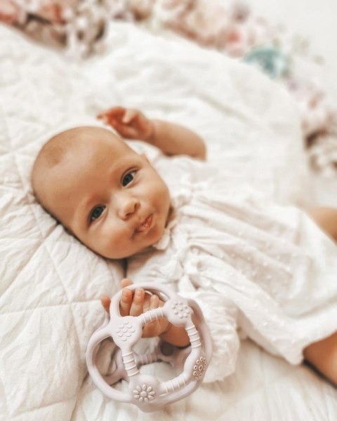 B-Silikonowa piłeczka gryzak pastel pink