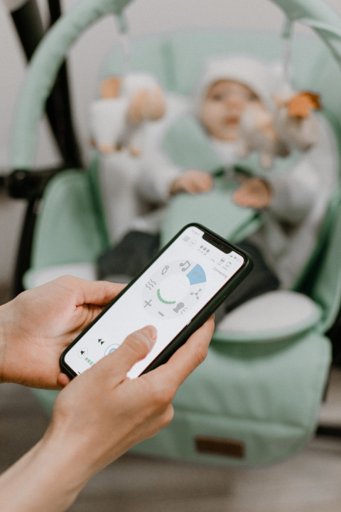 Cascata Carrello krzesełko do karmienia, elektryczny bujaczek, kołyska - Azure Green