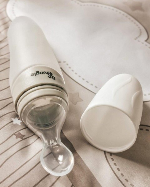 B-Pojemnik silikonowy z łyżeczką grey