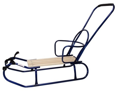 Sanki z oparciem i pchaczem niebieskie