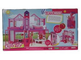 PROMO Domek dla lalek różowy z windą 538825 ADAR domek, lalka, kanapa, ława, wanna, toaleta, stół, krzesła, szafka, kuchenka