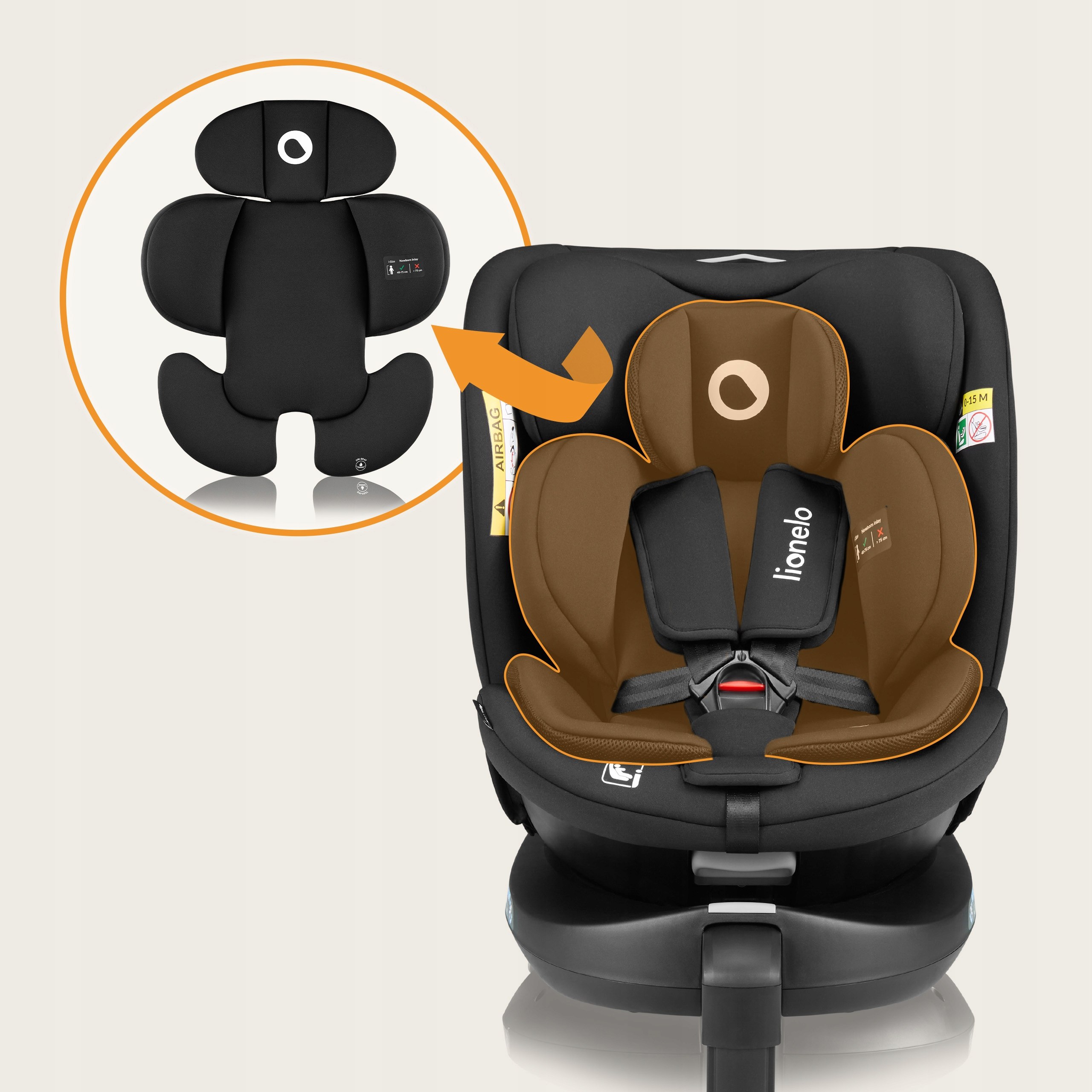 Fotelik samochodowy OBROTOWY baza +NOGA ISOFIX 40-150cm Lionelo Navy i-Size Kod producenta Wentylowana skorup, Dri-Seat, EasyTurn