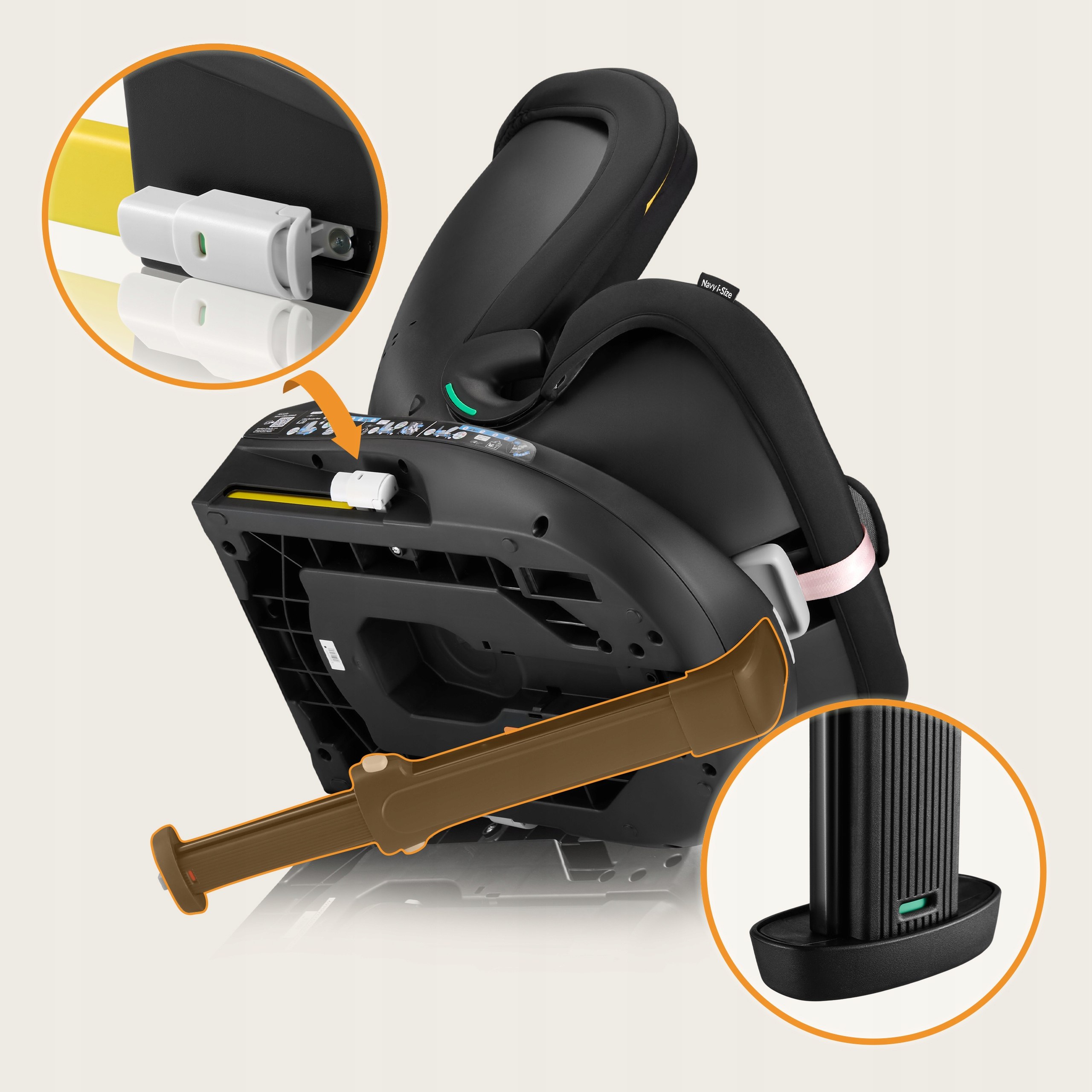 Fotelik samochodowy OBROTOWY baza 360° ISOFIX 40-150cm Lionelo Navy i-Size Informacje dodatkowe i-Size Obracane siedzisko R129 Regulacja pozycji dziecka Regulacja siedziska Regulacja zagłówka Zdejmowana tapicerka