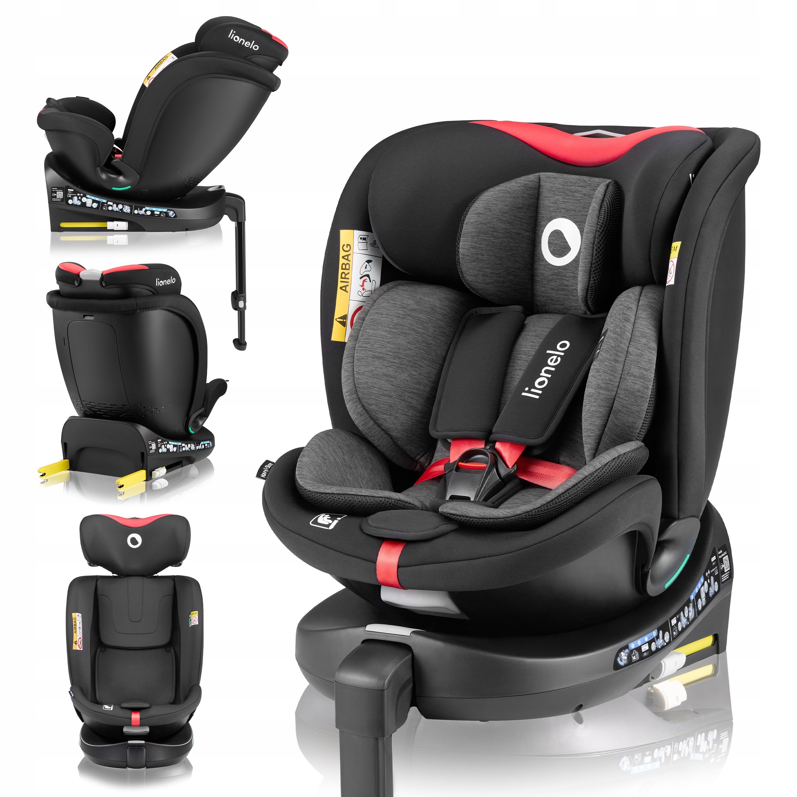 Fotelik samochodowy OBROTOWY baza 360° ISOFIX 40-150cm Lionelo Navy i-Size Kolor wielokolorowy